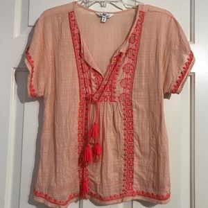 Vineyard Vines Embroidered Gauze Top Tassel XS